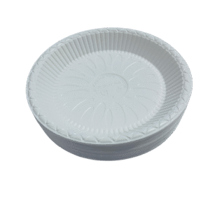 26" PLASTIC ROUND PLATE WHITE - 50 Pcs x 10 Packets