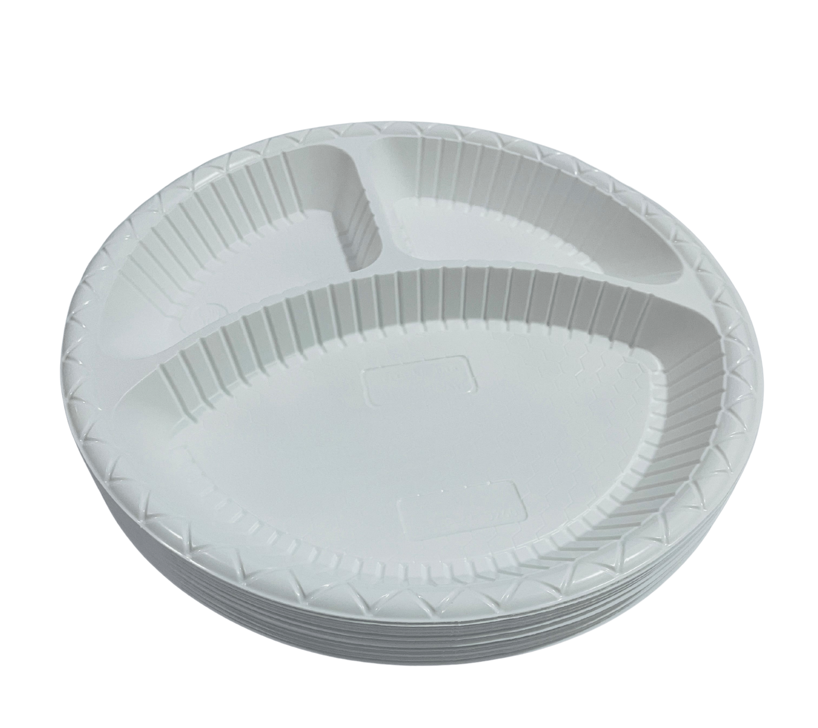 26/3" PLASTIC ROUND PLATE  WHITE - 50 Pcs x 10 Packets